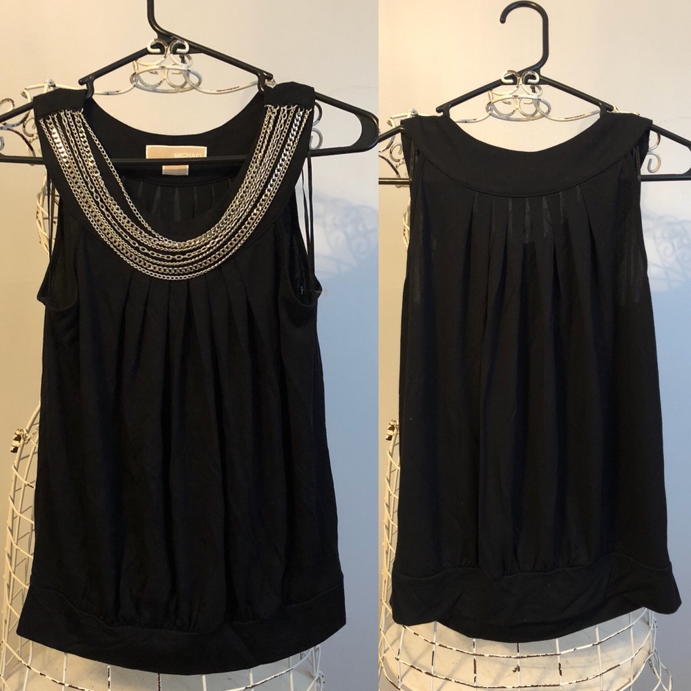Michael Kors Black Top with Chain-Link neckline